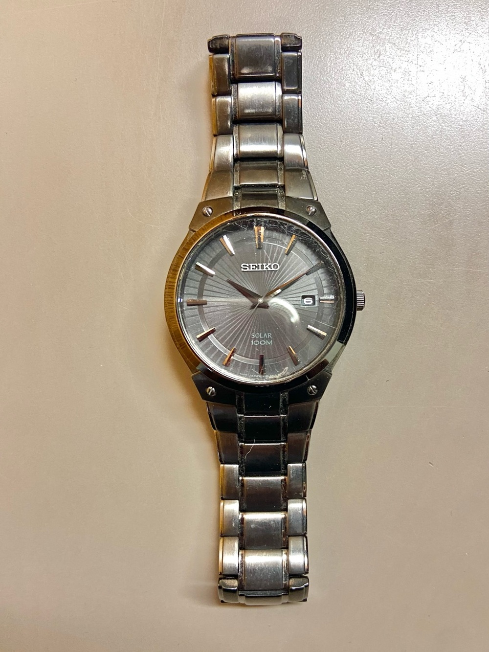 Seiko Men’s Solar Black Watch with Matte Black Dial and Date